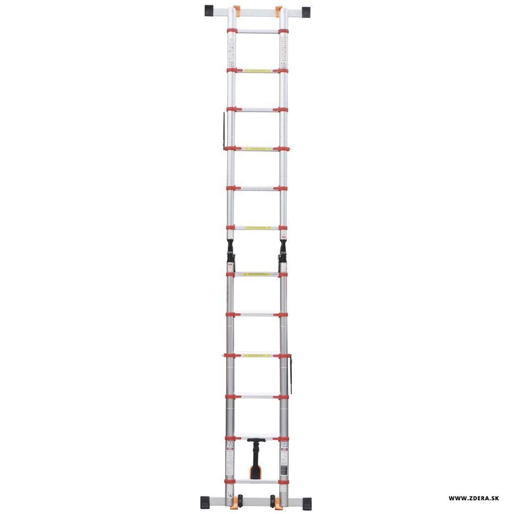 Klbový teleskopický rebrík 3,80 m spevnený 11